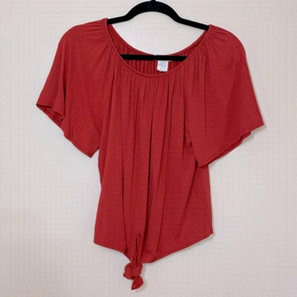 ANTHROPOLOGIE Pebble And Stone Orange Tie Front XS